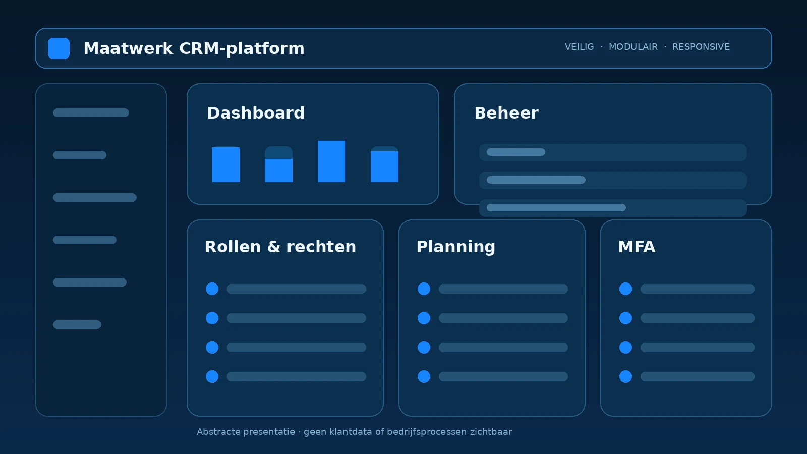 Abstracte weergave van een maatwerk CRM-platform
